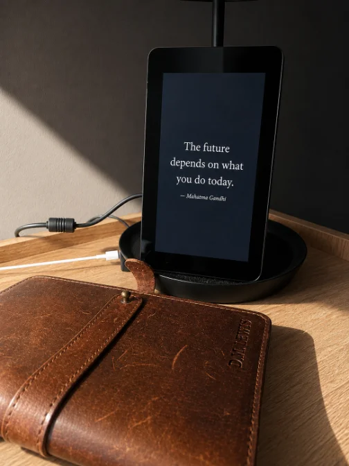 Close-up of the display showing a quote